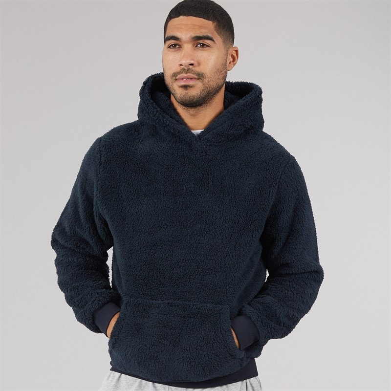 French Connection Mens Boucle Hoodie Marine