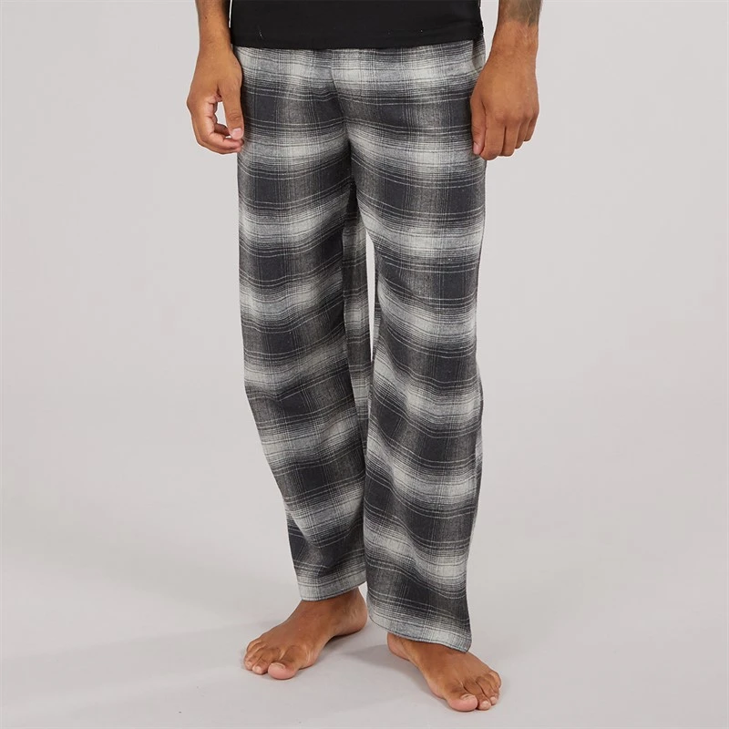 French Connection Mens FC Flannel Pants Shadow Charcoal Mel/Light Grey