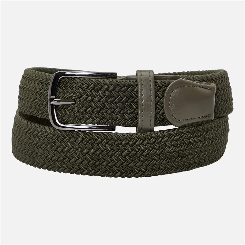 French Connection Mens Woven Belt Khaki