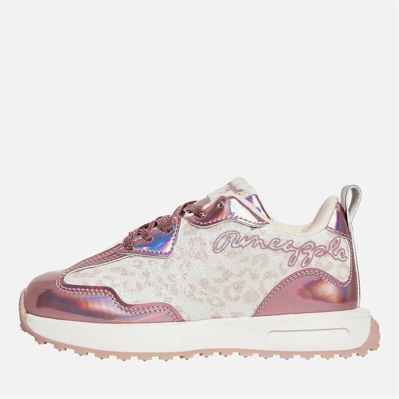 Pineapple Junior Girls Leopard Trainers Pink Leopard