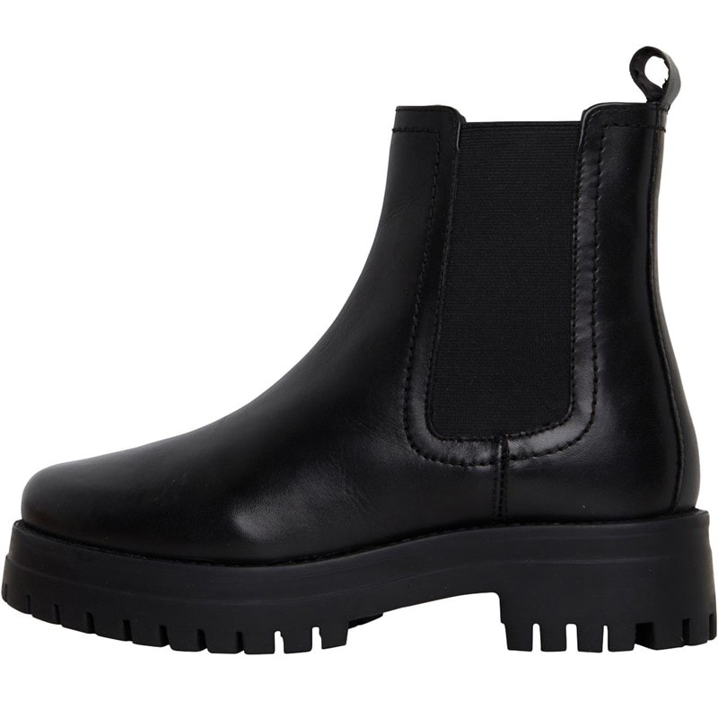 Onfire Womens Leather Chunky Chelsea Boots Black