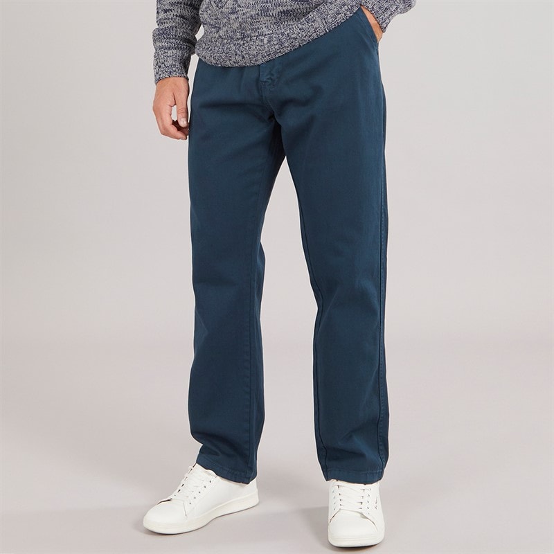 Onfire Mens Straight Fit 100% Cotton Chino Trousers Dark Blue
