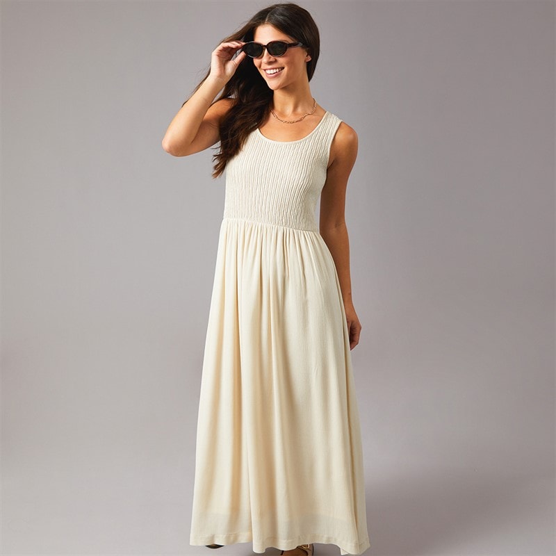 Onfire Womens Maxi Jersey Woven Mix Dress Sand