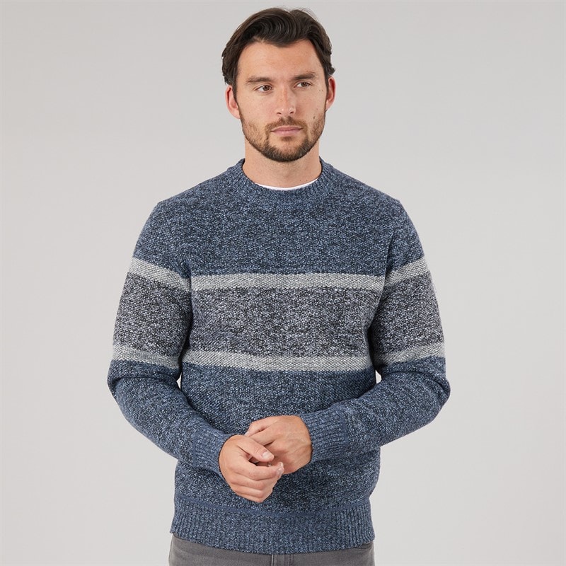 Onfire Mens Sherpa Lined Knitted Sweater Blue Multi