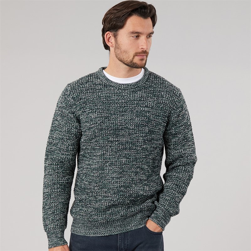 Onfire Mens Crew Neck Jumper Green/French Navy/Oatmeal
