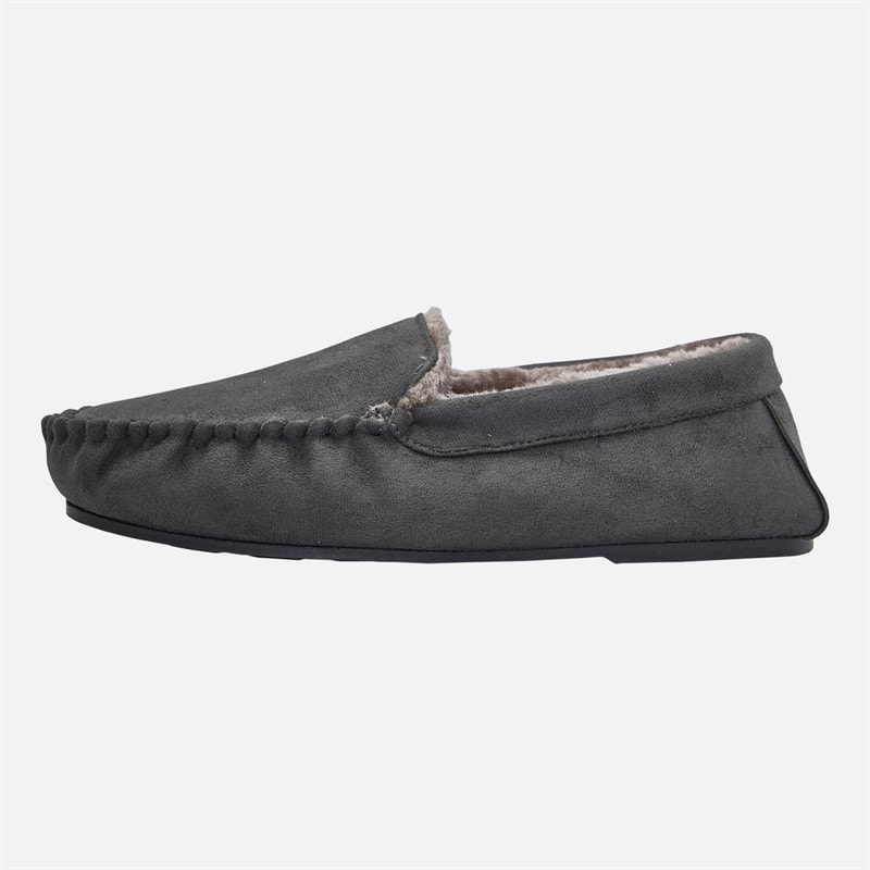 Onfire Mens Memory Foam Driving Moccasin Slippers Charcoal Grey