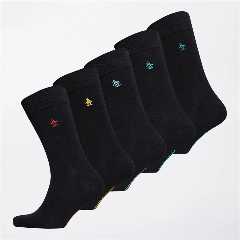 Original Penguin Mens Five Pack Socks Black