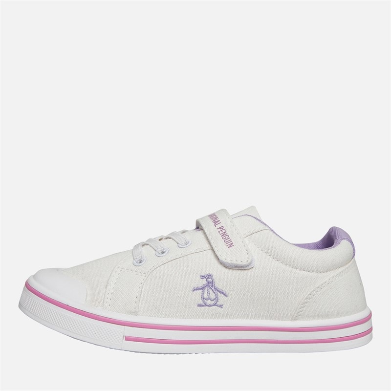Original Penguin Girls Canvas Trainers White/Lilac