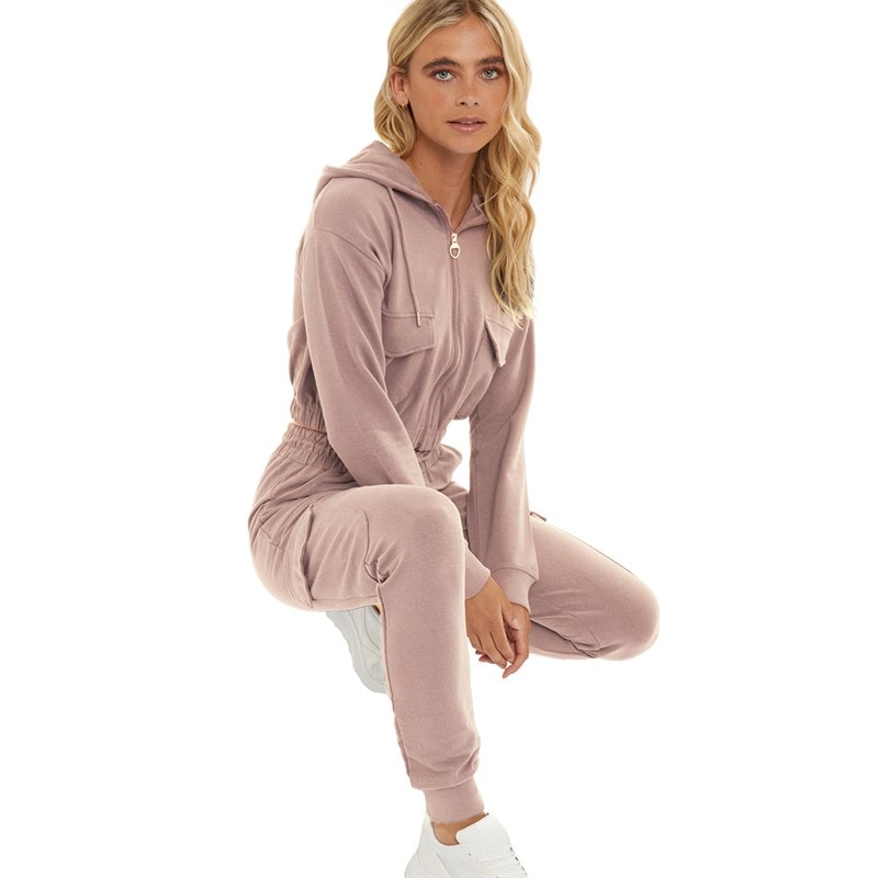 Pindydoll Womens Lotus Lounge Jacket And Pants Set Dusky Pink