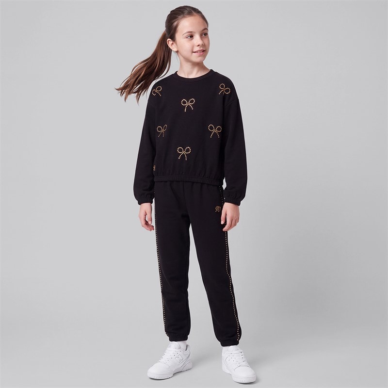 Pindydoll Girls Pinydoll Daisy Sweatshirt And Joggers Tracksuit Jet Black