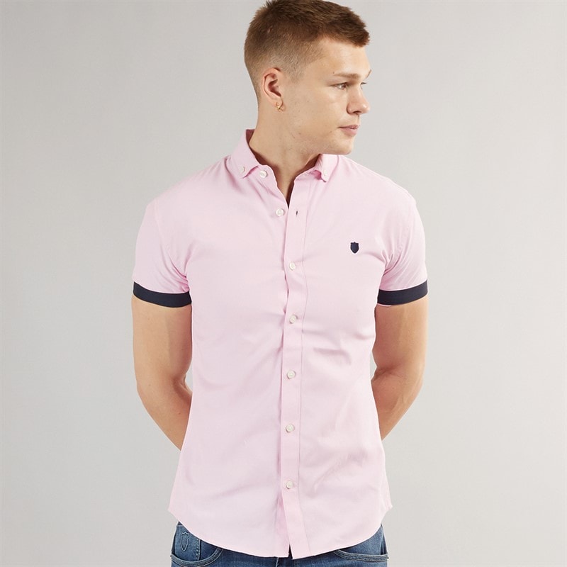 883 Police Mens Crandon Short Sleeve Shirt Pink