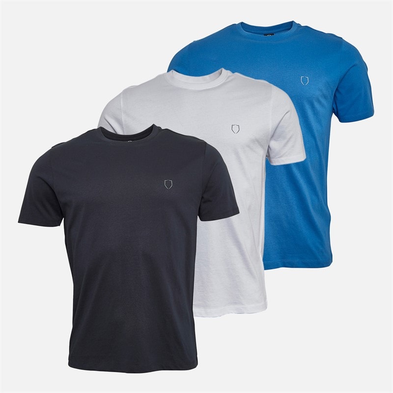 883 Police Mens Rackenford Three Pack T-Shirts Navy/Cobalt Blue/White
