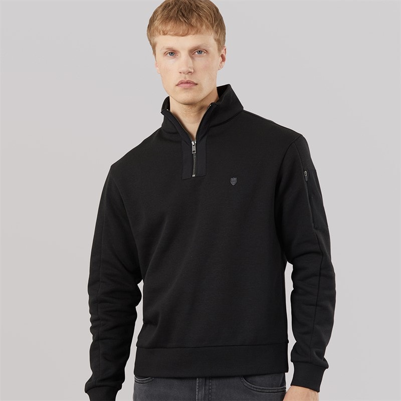 883 Police Mens Neovista Quarter Zip Sweatshirt Black
