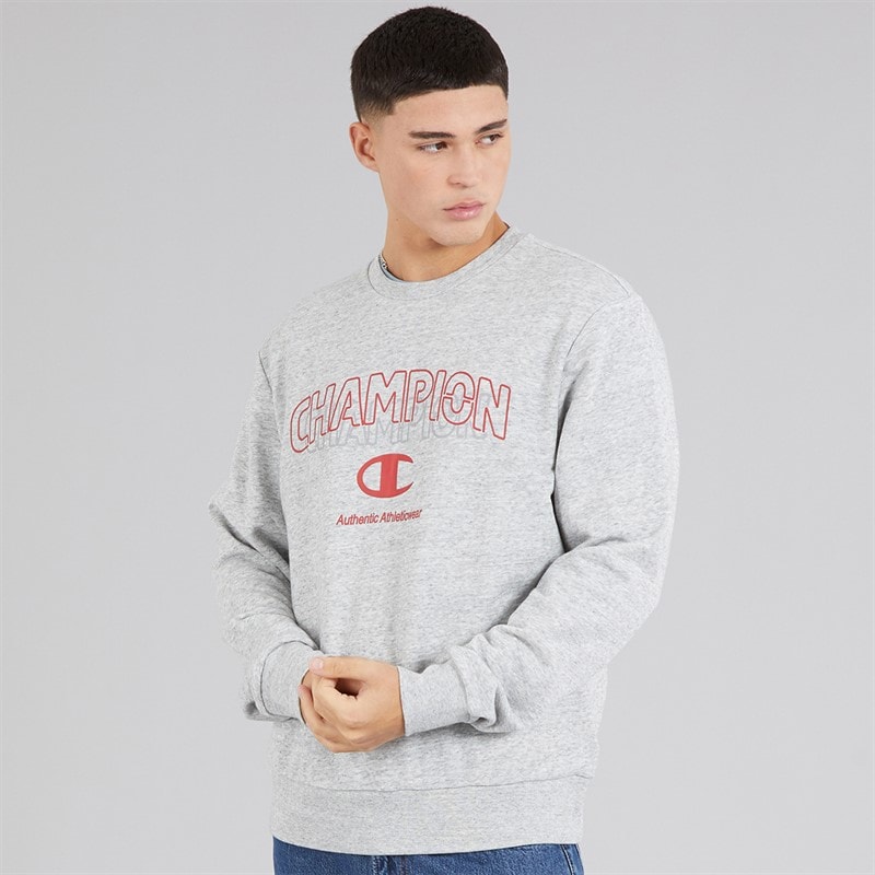 Champion Mens Graphic Shop Logo Sweatshirt Heather Grey