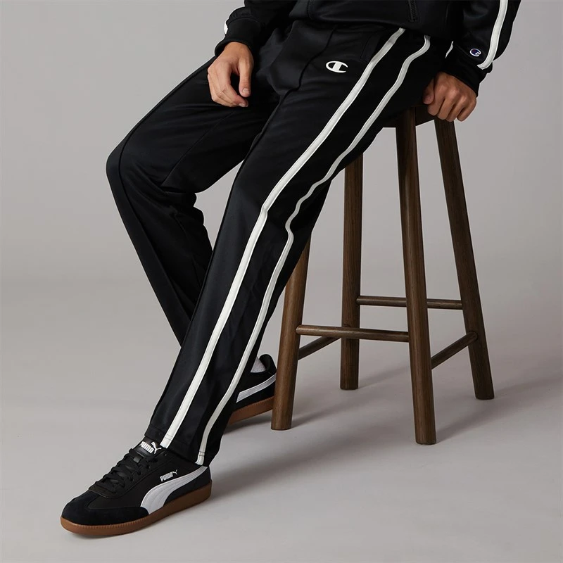 Champion Mens State Of Play Logo Straight Hem Track Pants Black/White