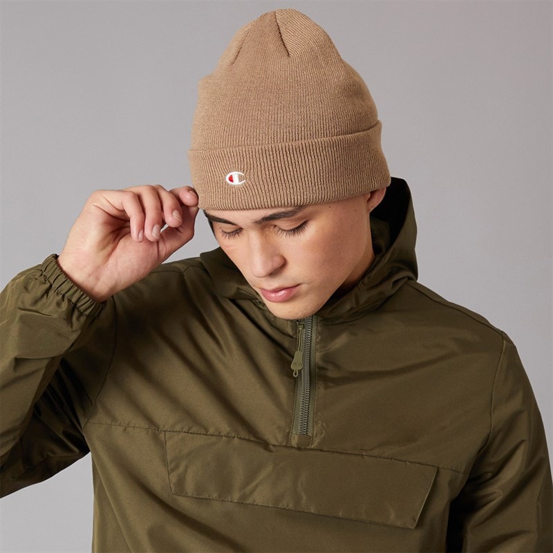 Champion Mens Logo Beanie Hat Beige