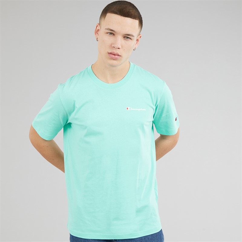 Champion Mens Icons Logo T-Shirt Aqua Blue