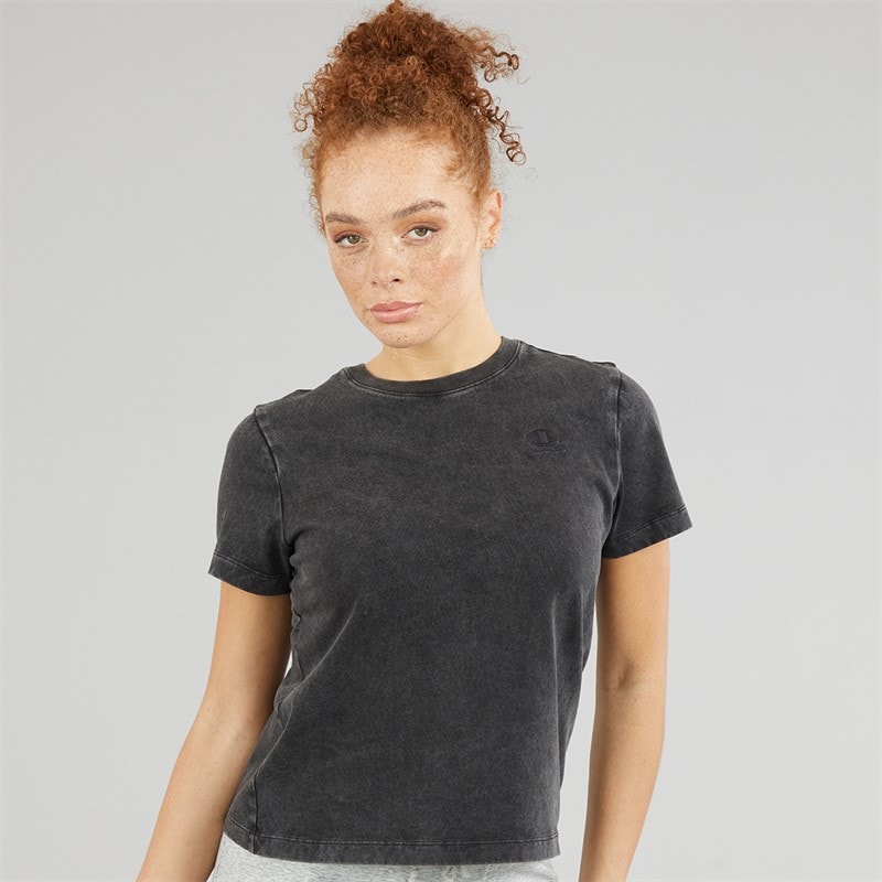 Champion Womens Icons Wash Logo T-Shirt Black