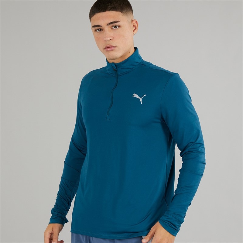 Puma Mens Run Favorite 1/4 Zip Running Top Ocean Tropic