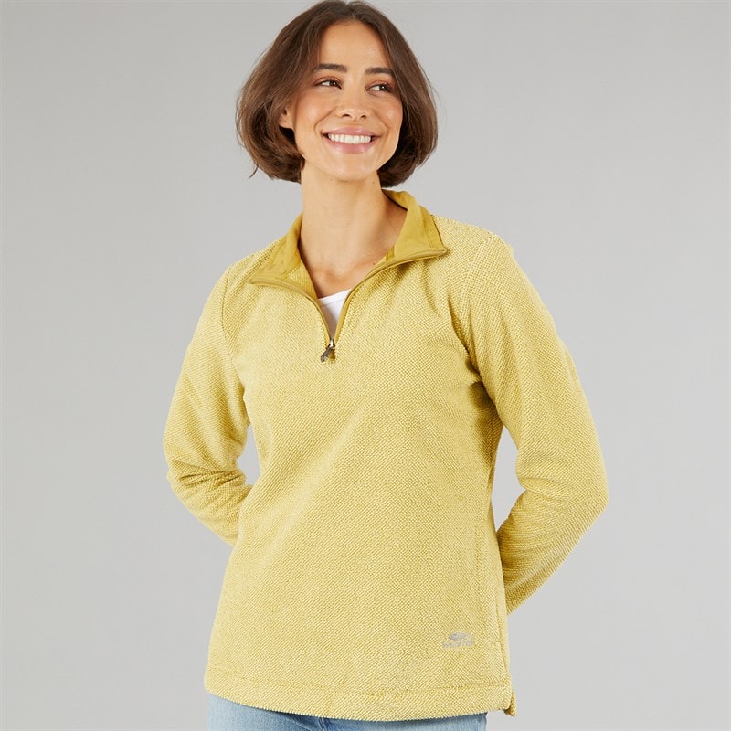 Weird Fish Womens Celina Eco 1/4 Zip Textured Fleece Antqmoss