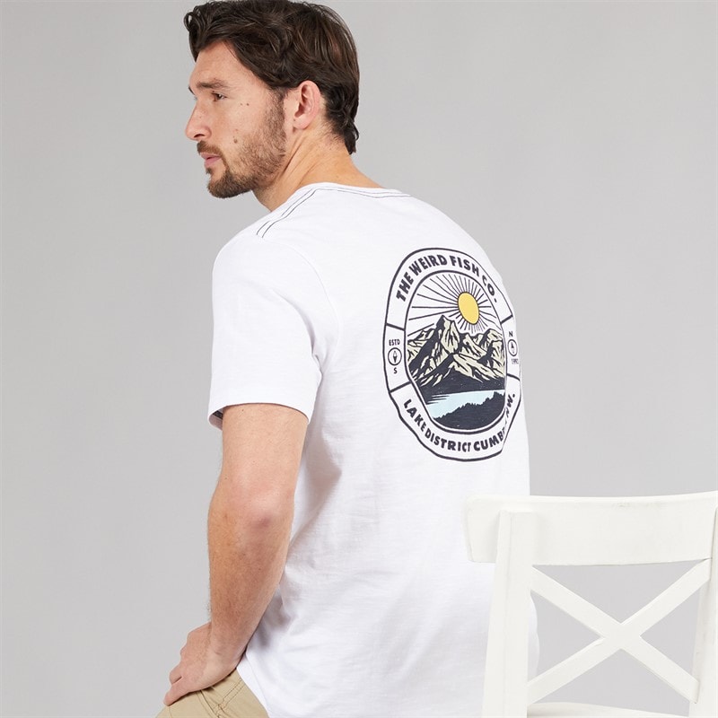 Weird Fish Mens Lake Graphic T-Shirt White
