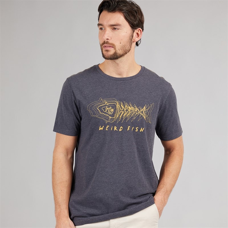 Weird Fish Mens Fishbone Graphic T-Shirt Navy