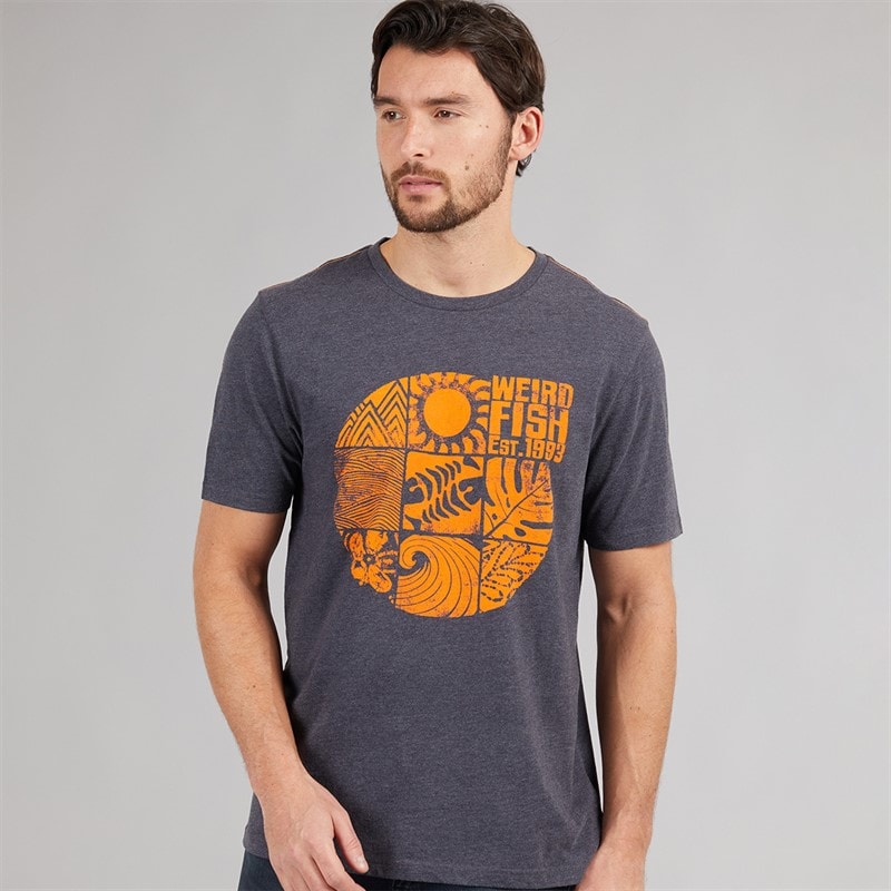 Weird Fish Mens Suntime Graphic T-Shirt Navy