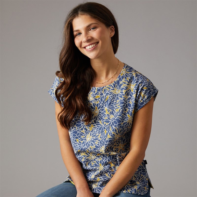 Weird Fish Womens Haisley T-Shirt Faded Blue