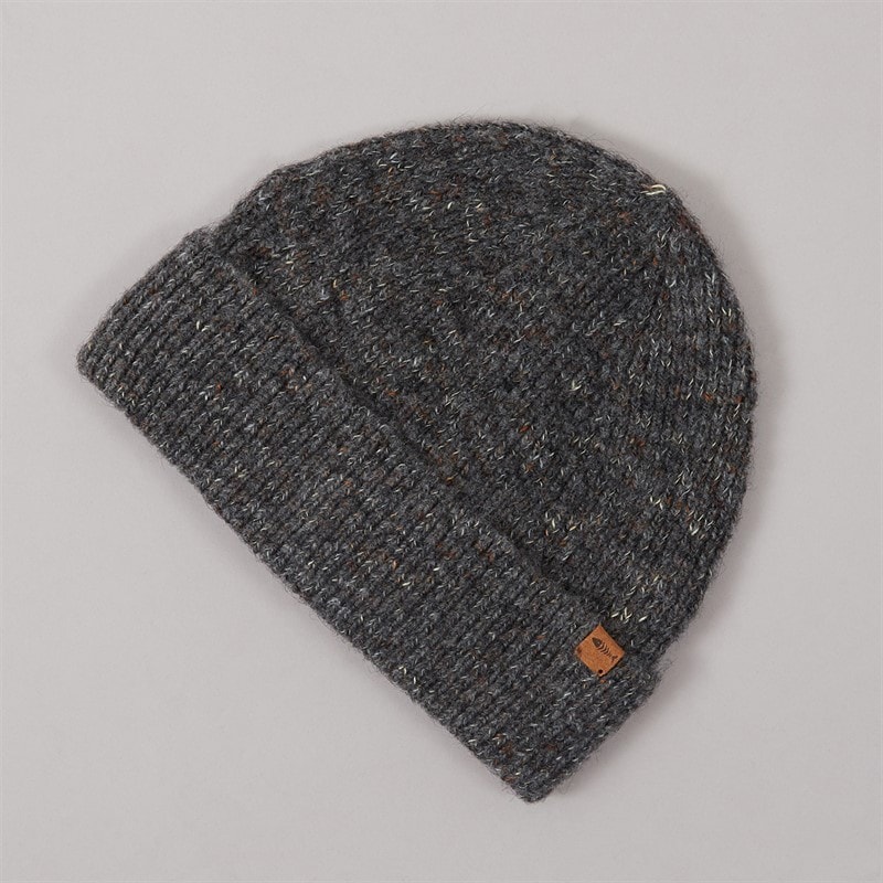 Weird Fish Mens Twine Nep Yarn Beanie Dark Grey Marl