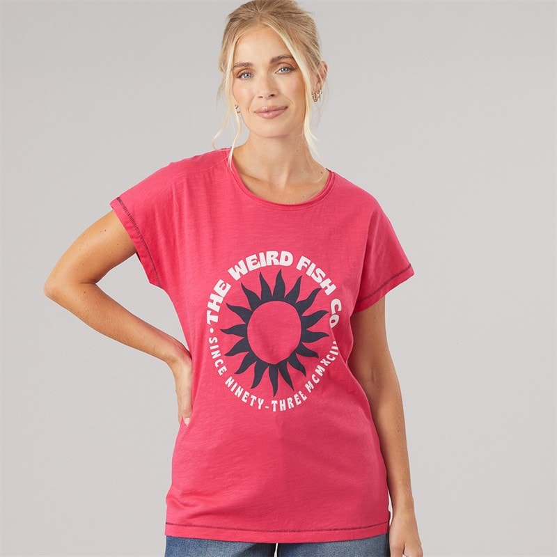 Weird Fish Womens Sunburst Graphic T-Shirt Foxglove