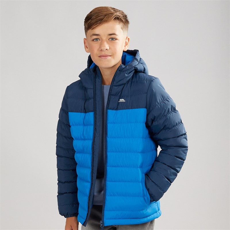 Trespass Junior Boys Oskar Padded Hooded Jacket Navy/Blue