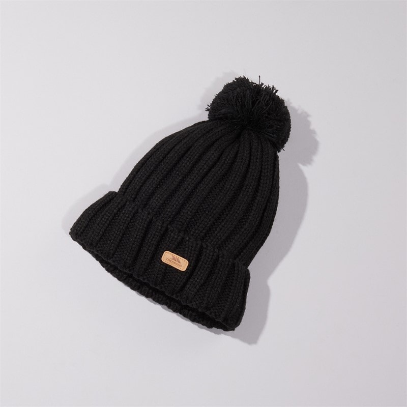 Trespass Mens Thorns Knitted Bobble Hat Black