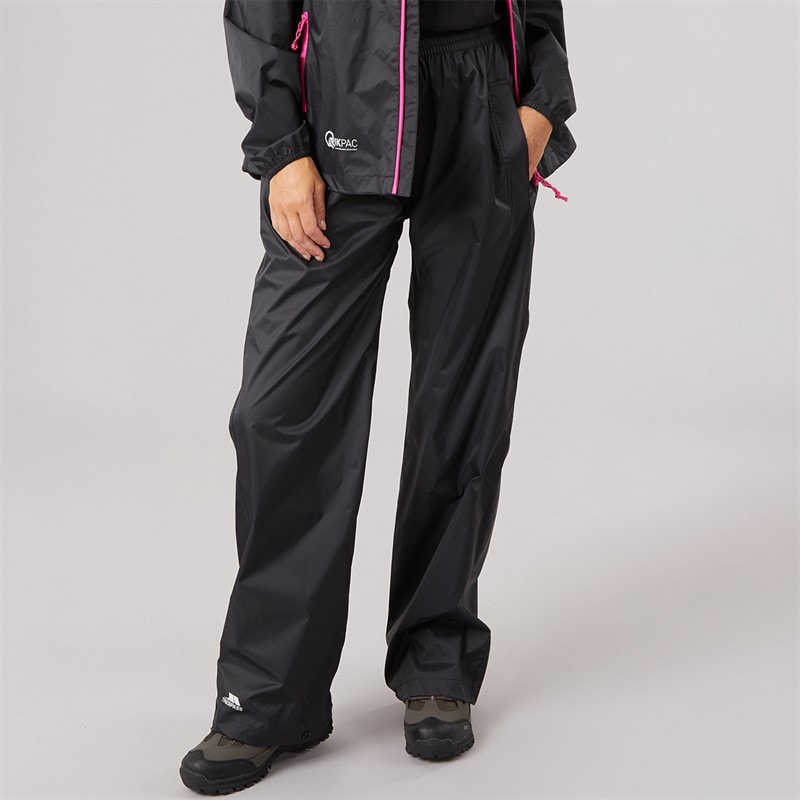 Trespass Womens Qikpac Waterproof Over Trousers Black