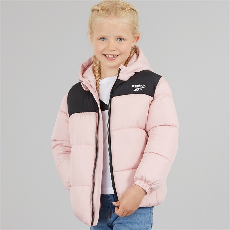 Reebok Girls Padded Hooded Jacket Pink