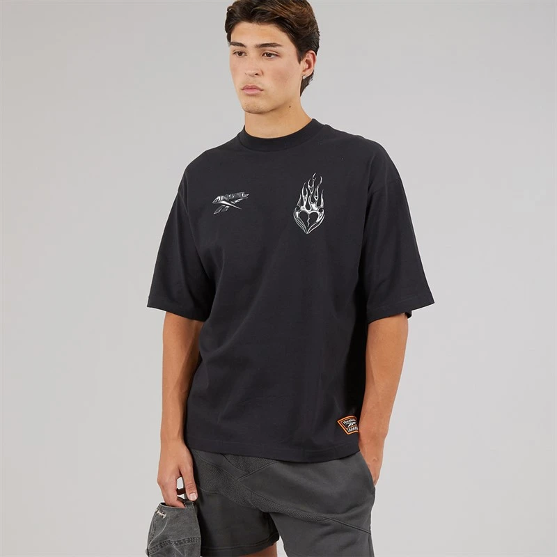 Reebok Mens X Anuel AA T-Shirt Black