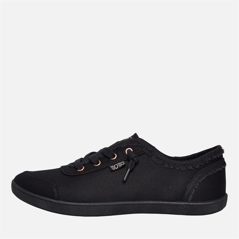 SKECHERS Womens Bobs B Cute Extra Wide Fit Canvas Shoes Black Mono