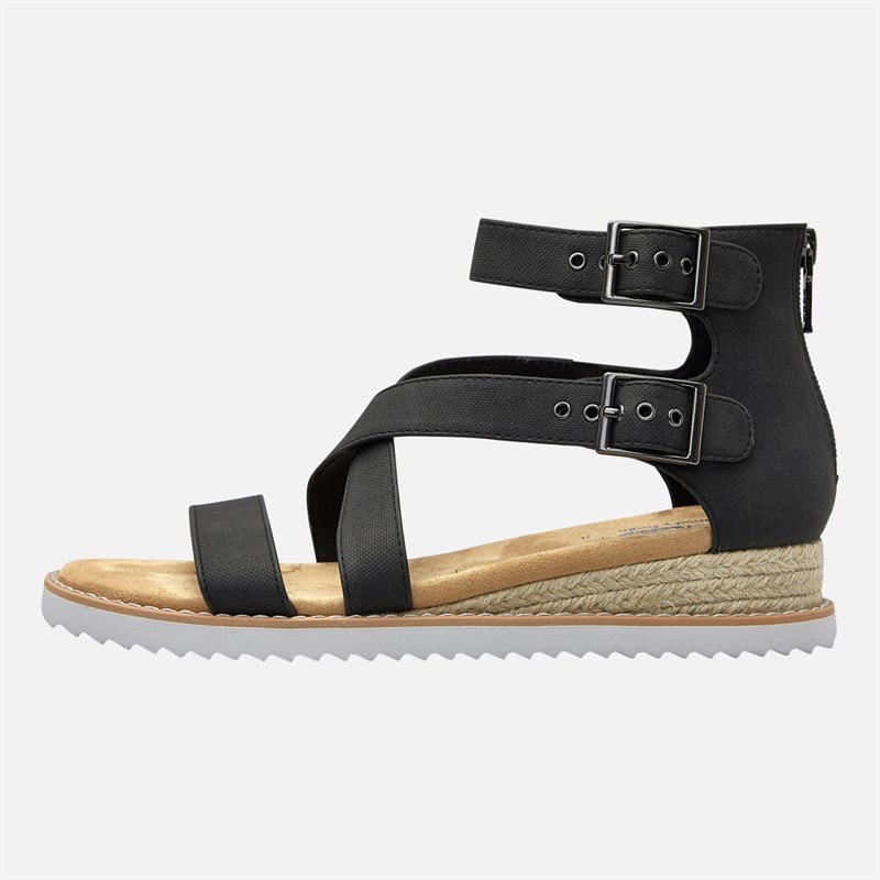 SKECHERS Womens Desert Kiss Sun Dipped Ankle Strap Sandals Black