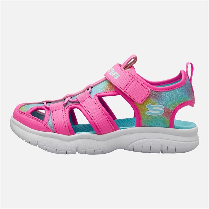SKECHERS Junior Girls Flex Splash Daylight Shimmer Sandals Hot Pink/Multi