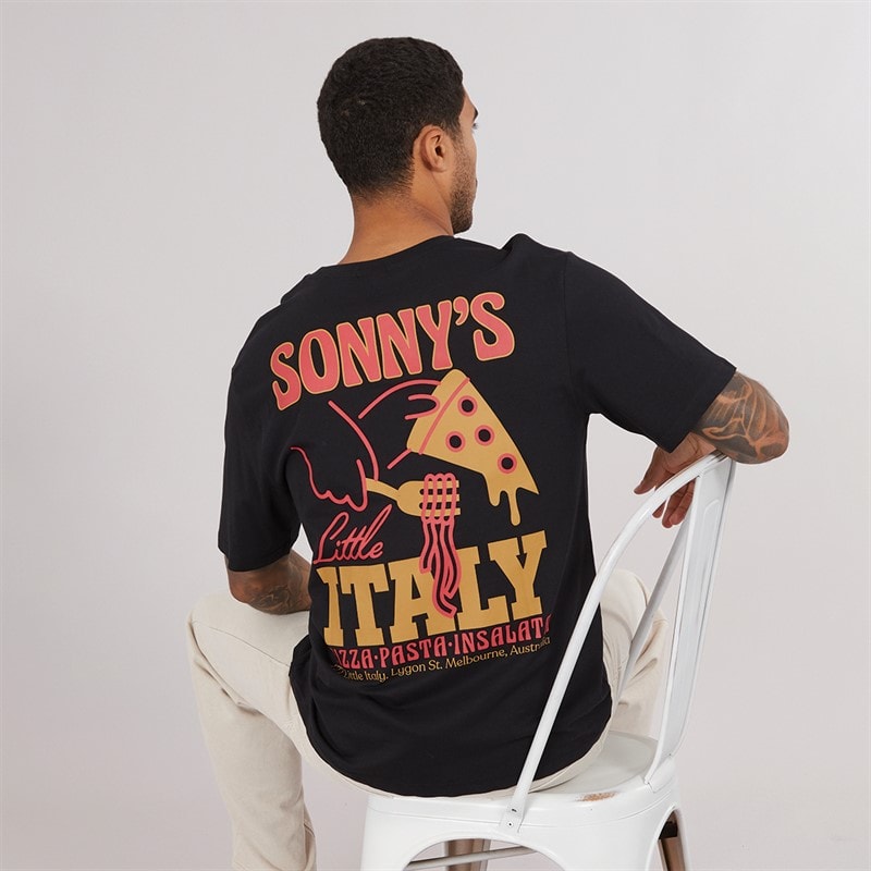 ONLY & SONS Mens Tristan Relax T-Shirt Black/Sonnys Italy
