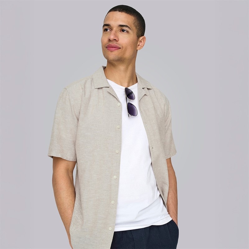 ONLY & SONS Mens Caiden Sol Res Short Sleeve Shirt Chinchilla