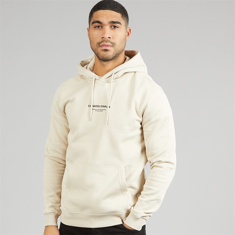 ONLY & SONS Mens Curated Hoodie Silver Lining