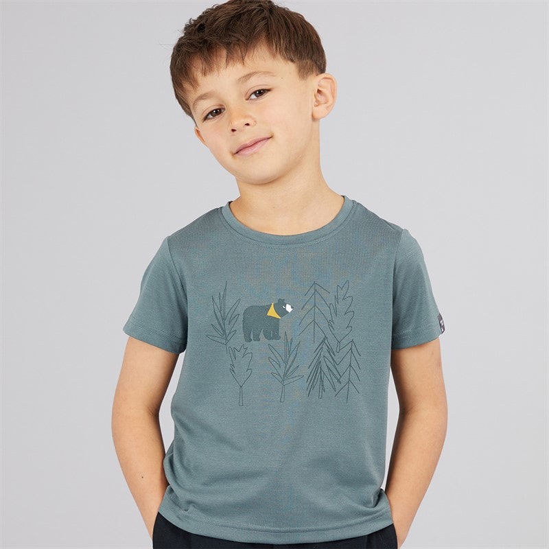 Sprayway Boys Brown Bear Graphic T-Shirt Balsam Green