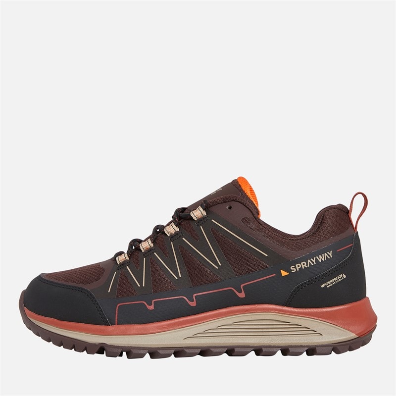 Sprayway Mens Burbage 2 Low HydroDRY Waterproof Trail Walking Shoes Brown/Chocolate Plum