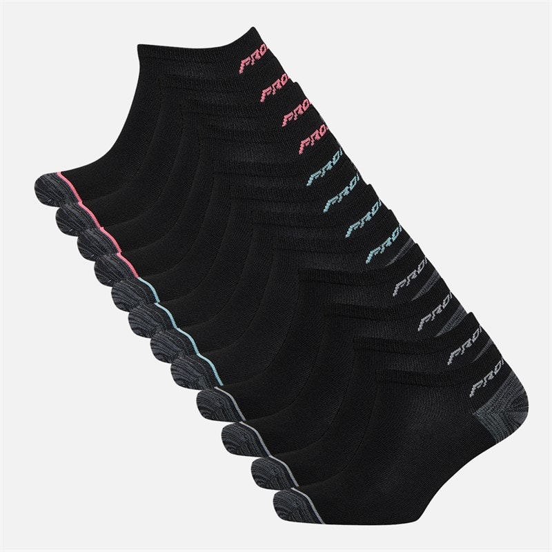 Pro Player Womens Twelve Pack No Show Socks Black/Blue