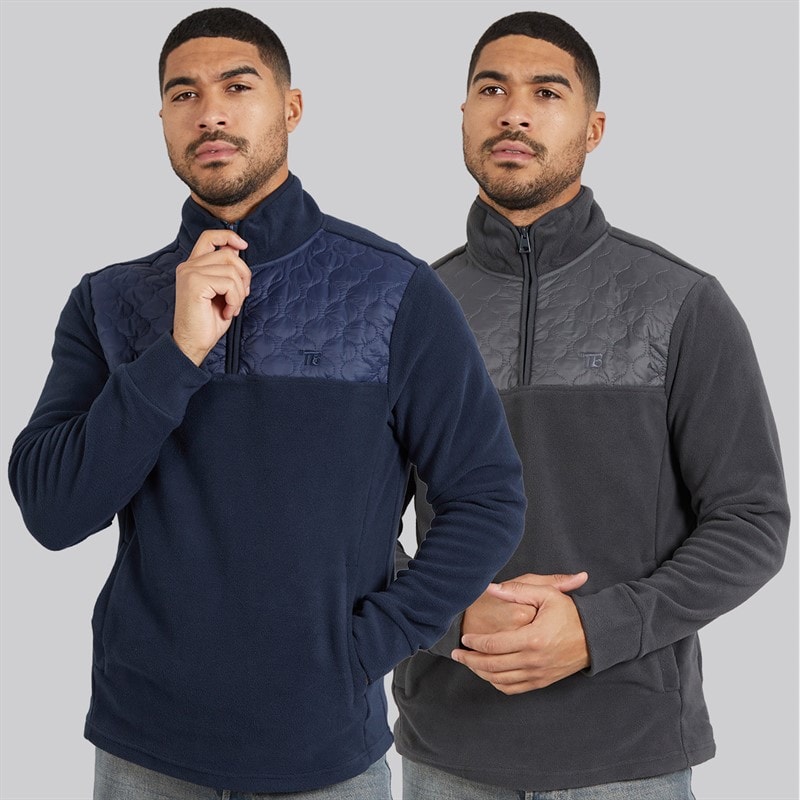 THREADBARE Mens Pascal Two Pack Fleeces Navy/Charcoal