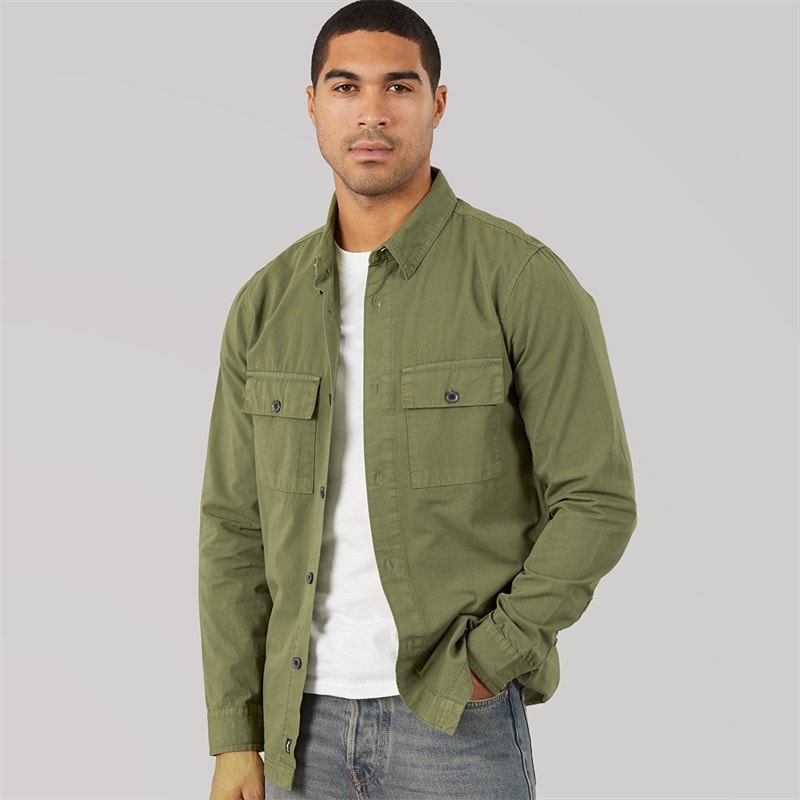 THREADBARE Mens Mini Shacket Khaki