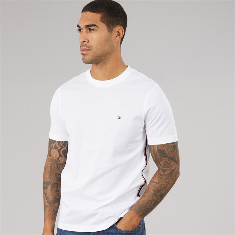 Tommy Hilfiger Mens Global Stripe T-Shirt White