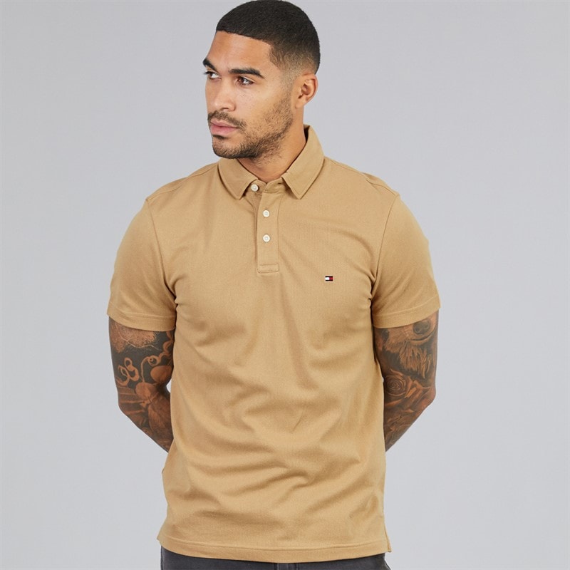 Tommy Hilfiger Mens Mesh Polo Shirt Desert