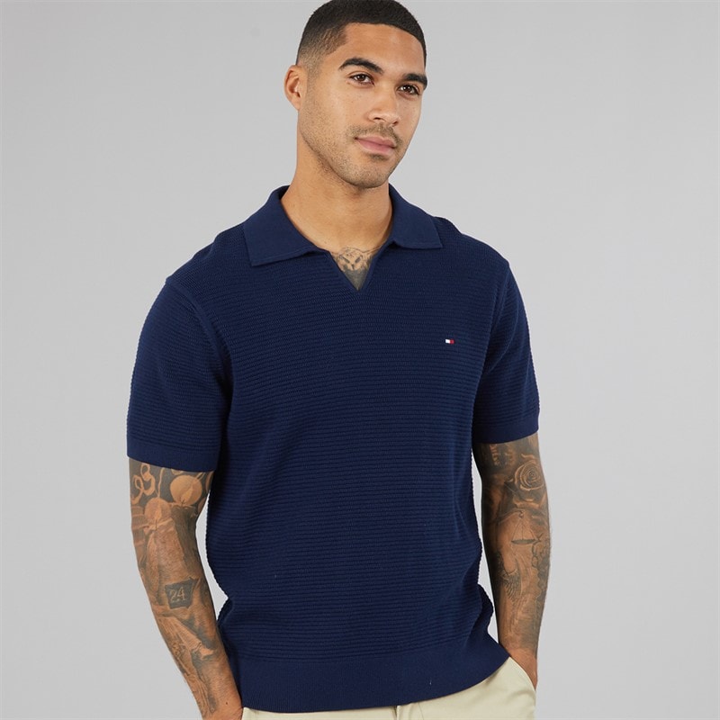 Tommy Hilfiger Mens Seasonal Knit Polo Shirt Carbon Navy