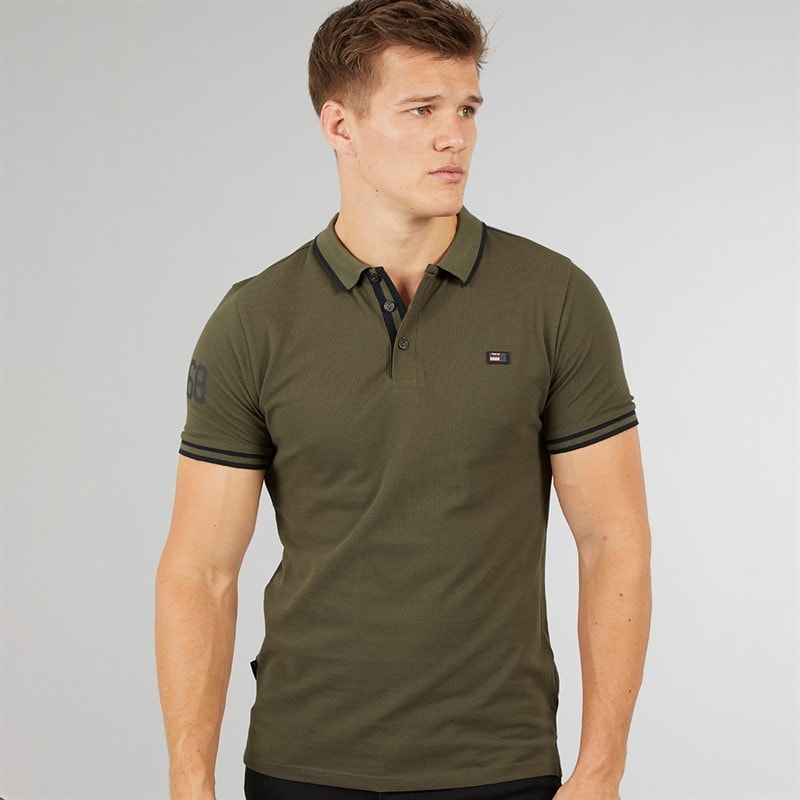 Tokyo Laundry Mens Casson Short Sleeve Polo Shirt Khaki
